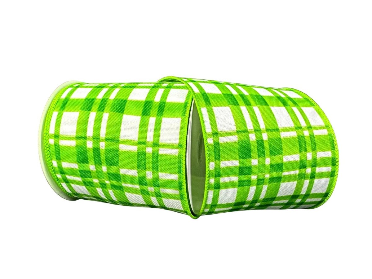 Shop For 4in Tuttola Watercolor Plaid Ribbon: Green (10 Yards)