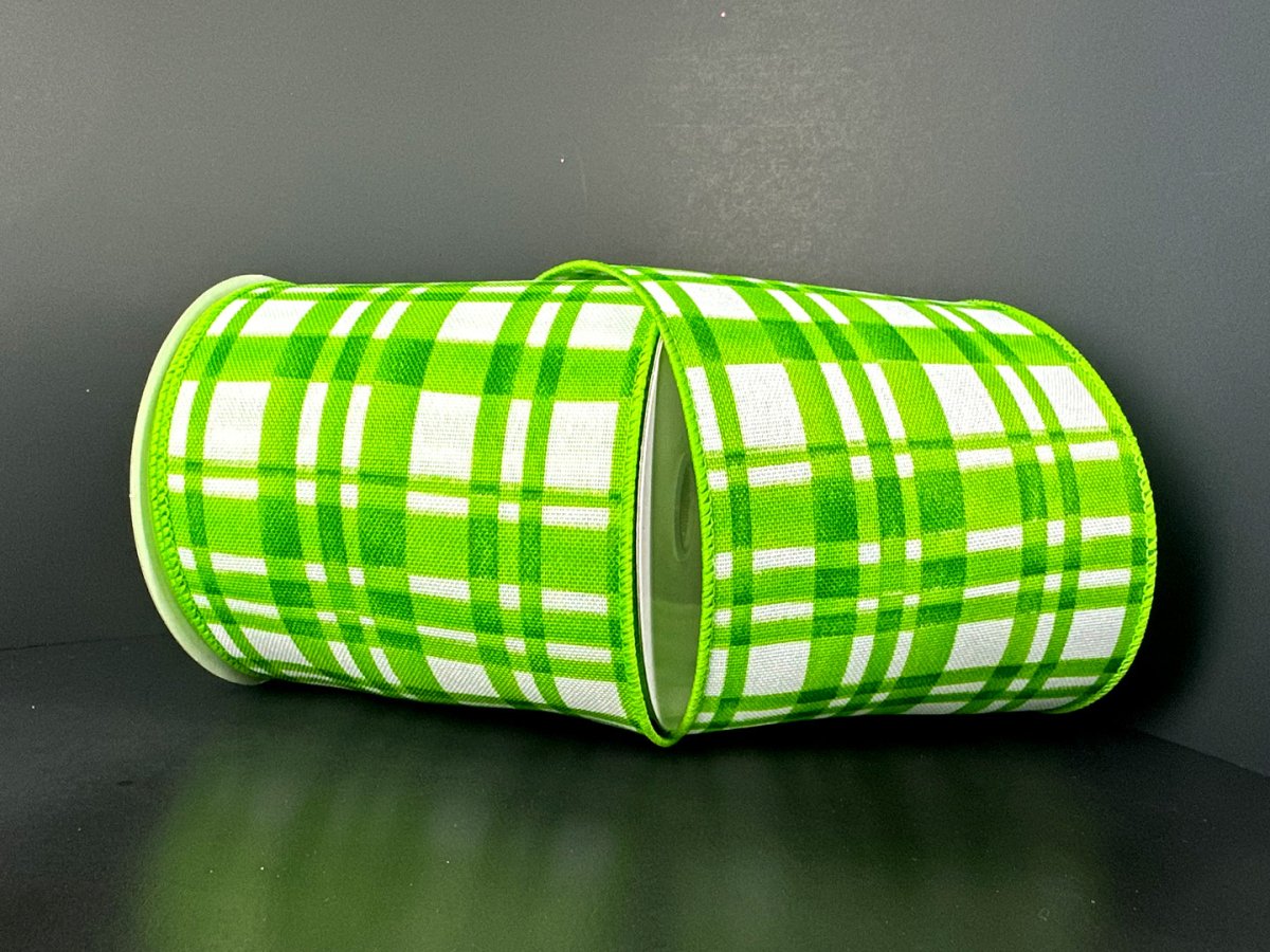 Shop For 4in Tuttola Watercolor Plaid Ribbon: Green (10 Yards)