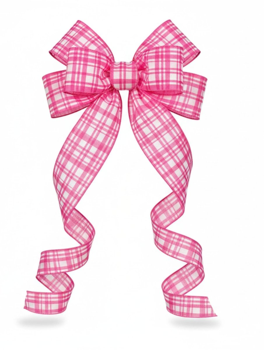 Shop For 4in Tuttola Watercolor Plaid Ribbon: Pink (10 Yards)