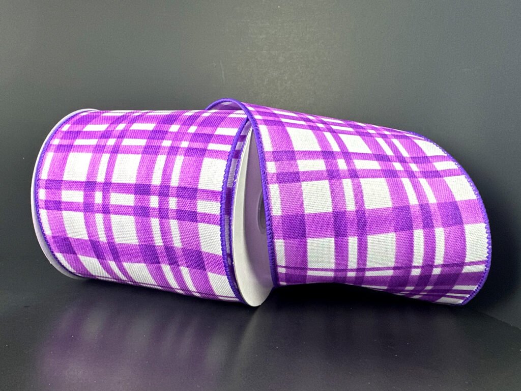 Shop For 4in Tuttola Watercolor Plaid Ribbon: Purple (10 Yards)