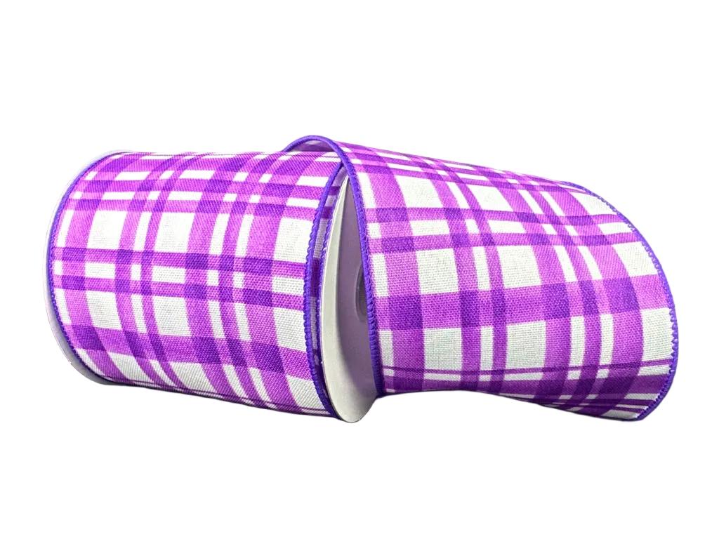 Shop For 4in Tuttola Watercolor Plaid Ribbon: Purple (10 Yards)