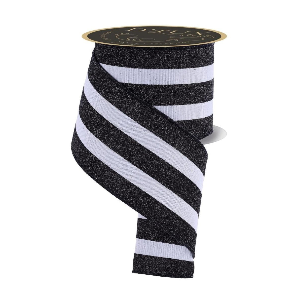 Shop For 4in Vertical Glitter Stripe Ribbon: Black (10 Yard)