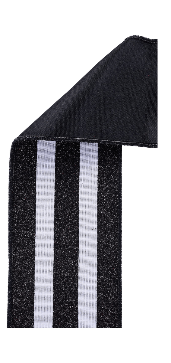 Shop For 4in Vertical Glitter Stripe Ribbon: Black (10 Yard)