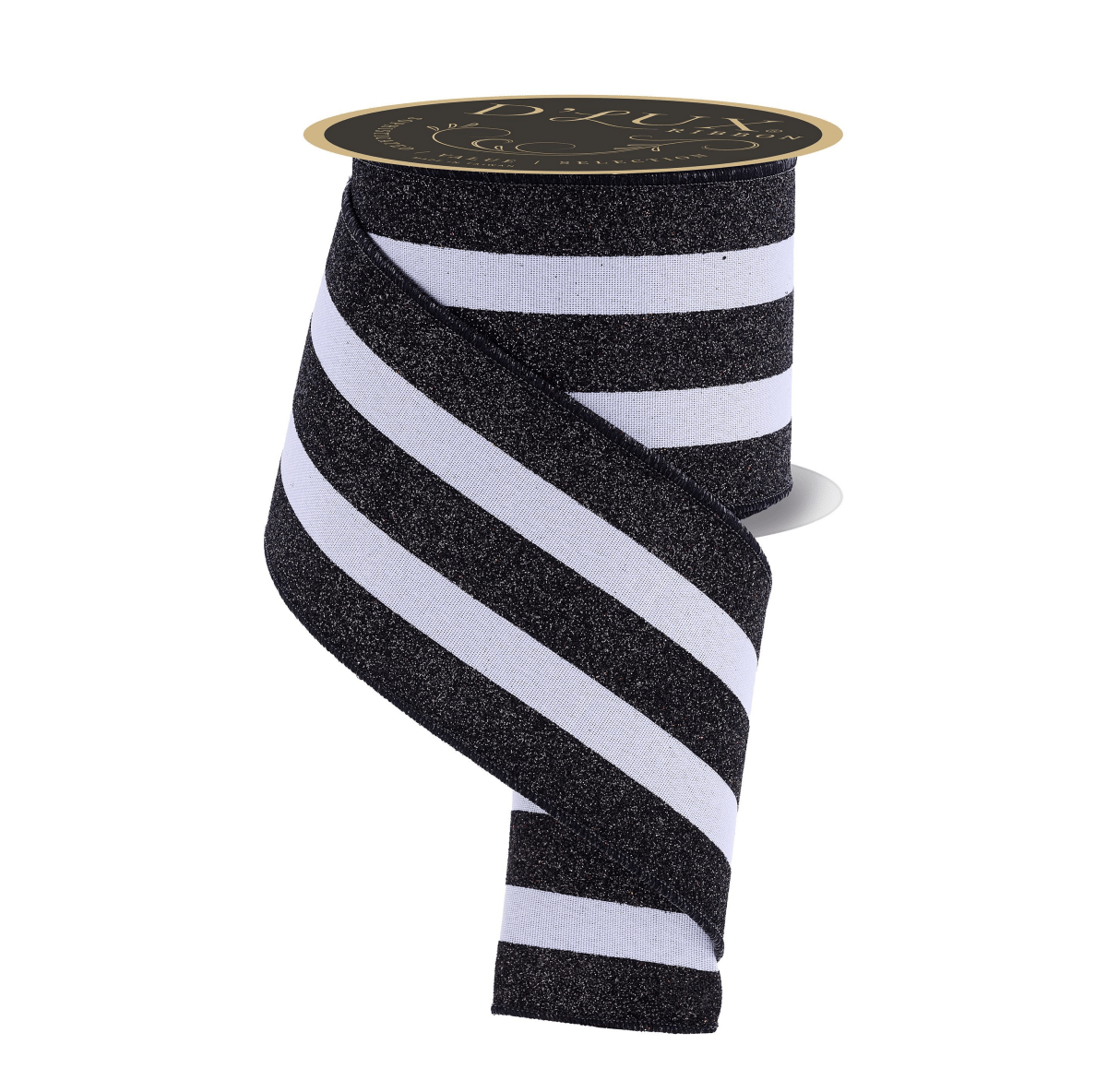 Shop For 4in Vertical Glitter Stripe Ribbon: Black (10 Yard)