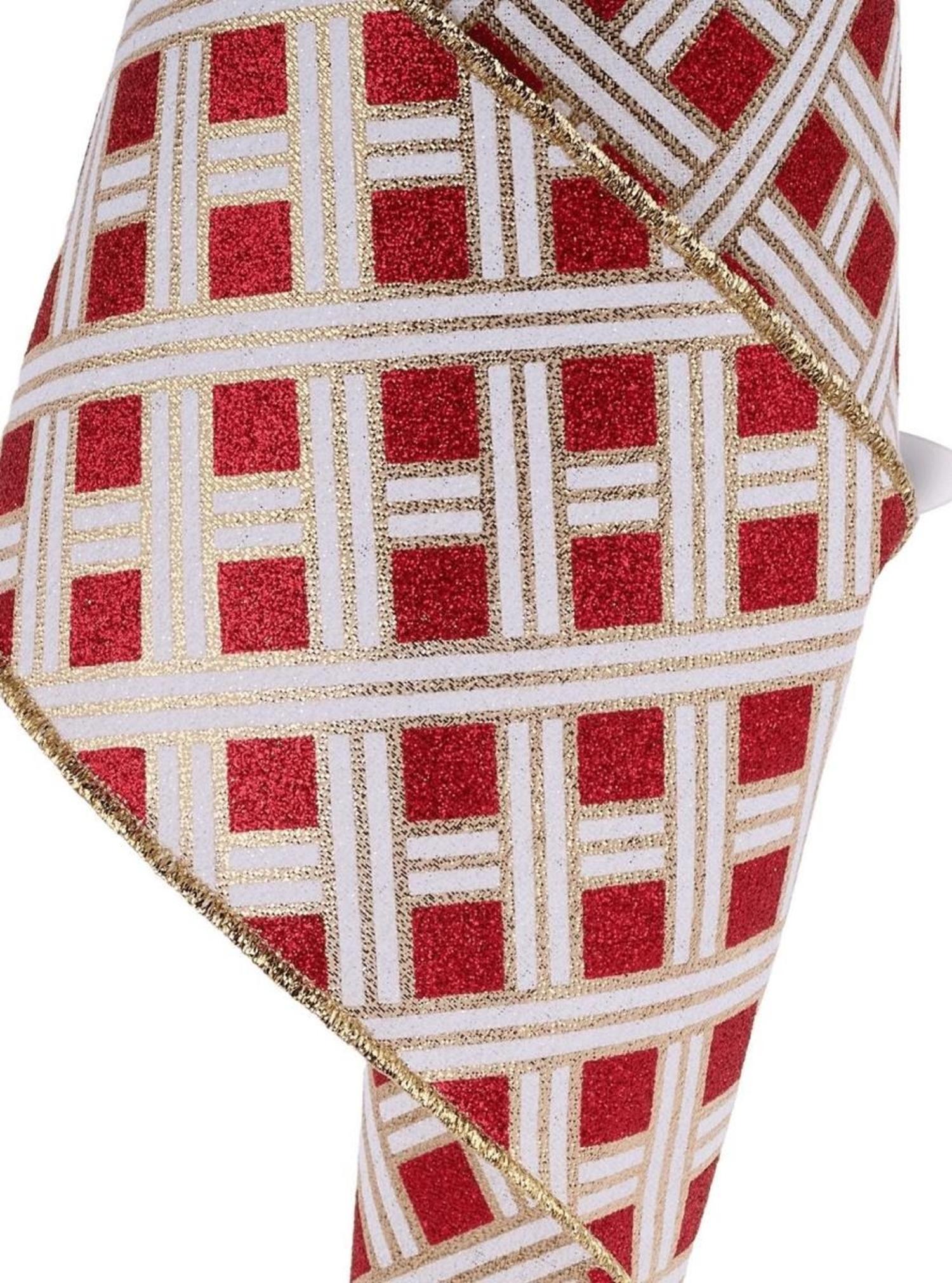 4in Woven Stripes Ribbon: Red (10 Yards)
