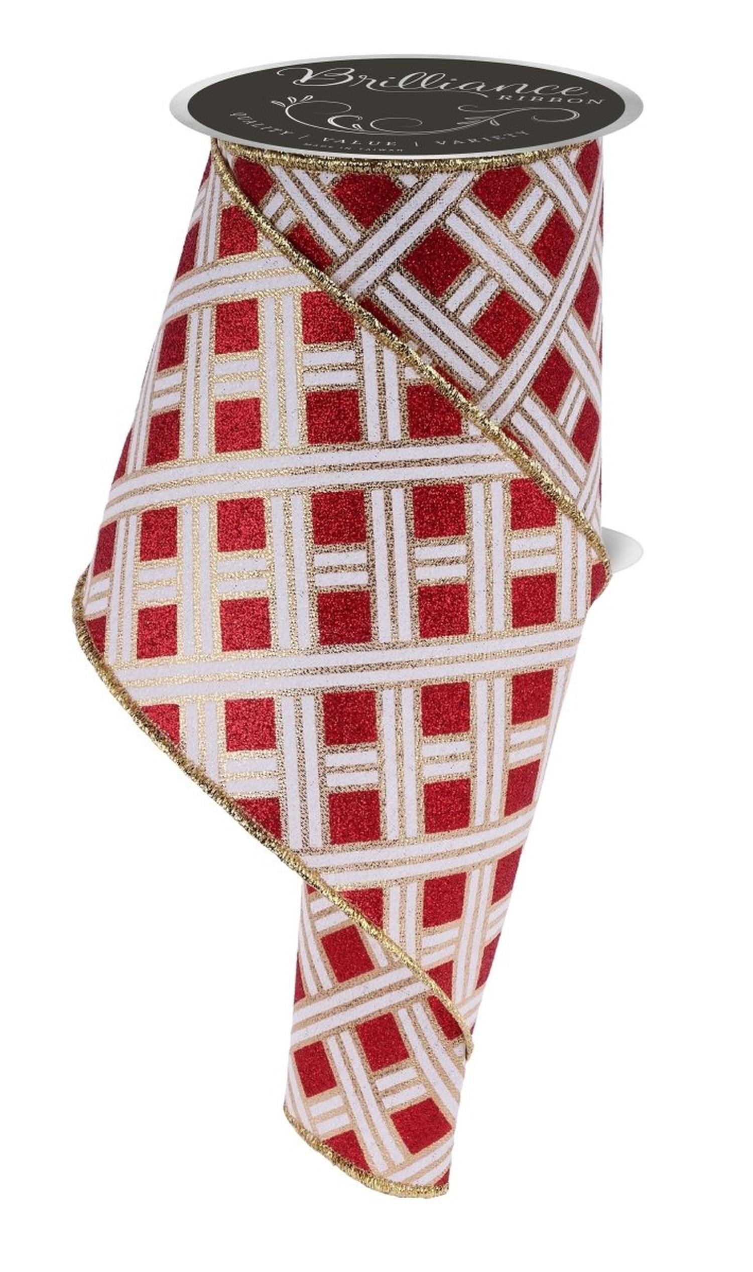 4in Woven Stripes Ribbon: Red (10 Yards)