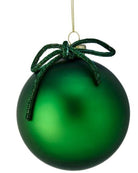 Shop For 4inch Green Matte Glass Ball with Bow Tie Ornament