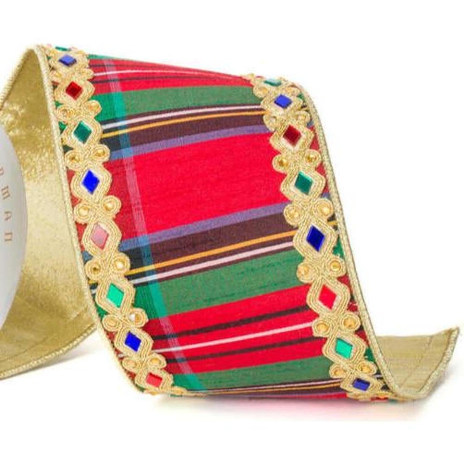 4inch Multicolor Traditional Plaid Ribbon (10 Yards)