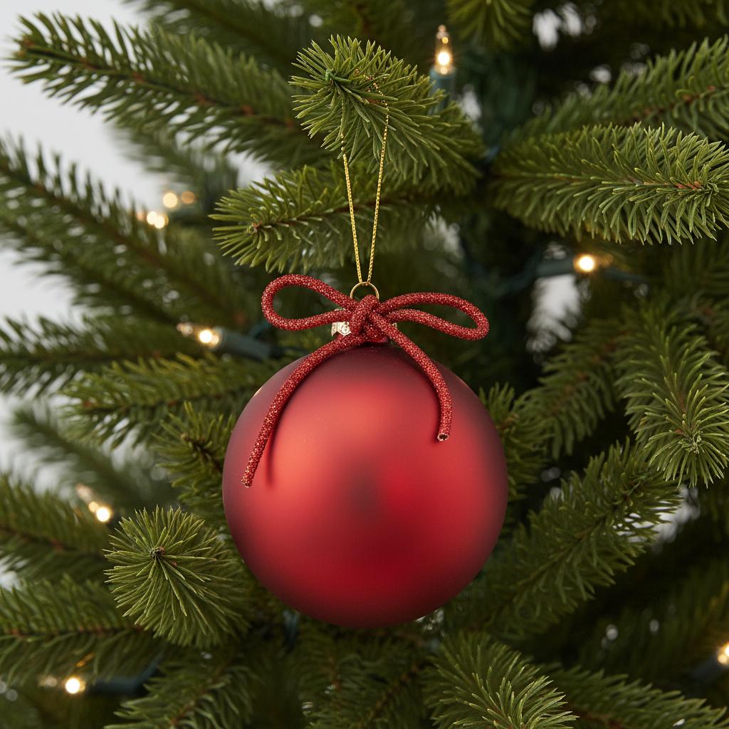 Shop For 4inch Red Matte Glass Ball with Bow Tie Ornament