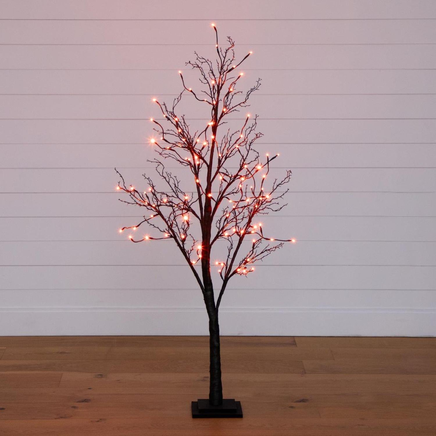 5’ LED Halloween Deluxe Black Twig Artificial Tree