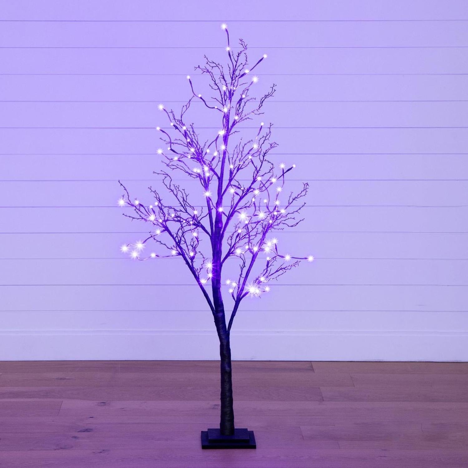 5’ LED Halloween Deluxe Black Twig Artificial Tree