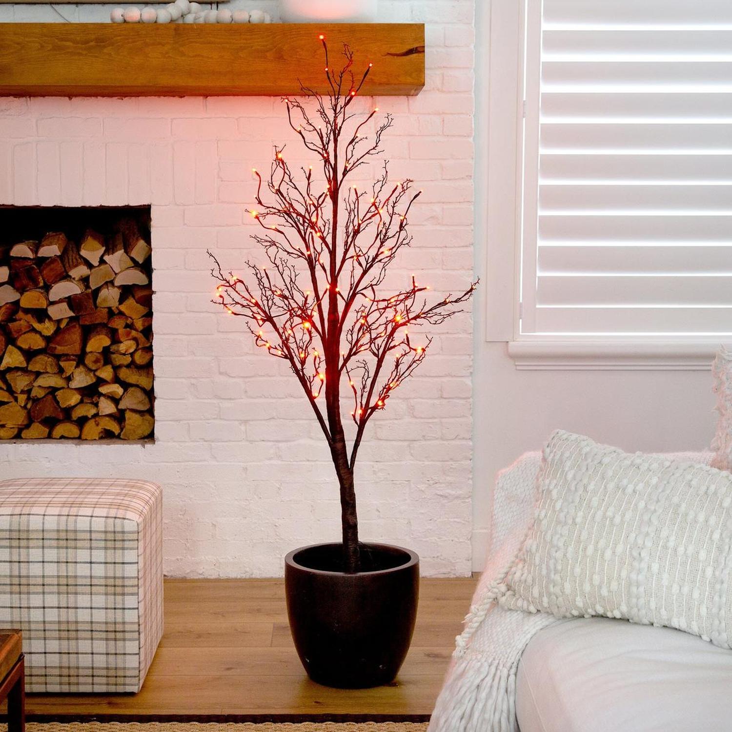 5’ LED Halloween Deluxe Black Twig Artificial Tree