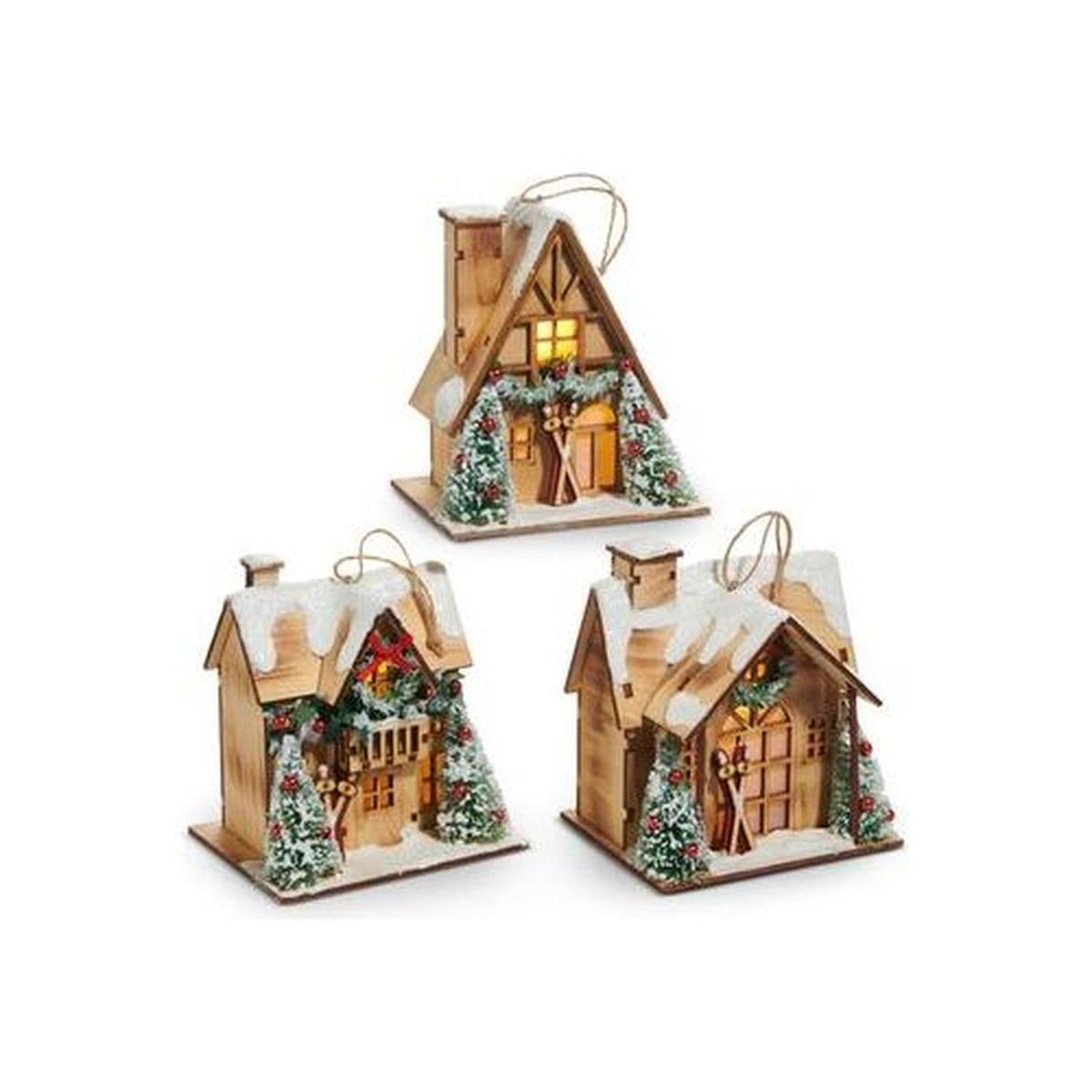 5" Lighted Lodge House Ornaments