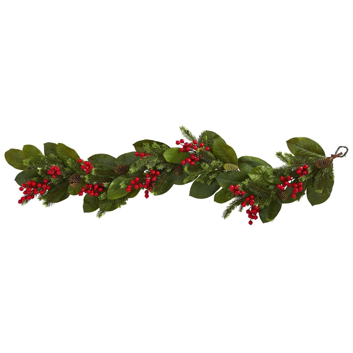 Shop For 5’ Magnolia Berry Pine Artificial Garland