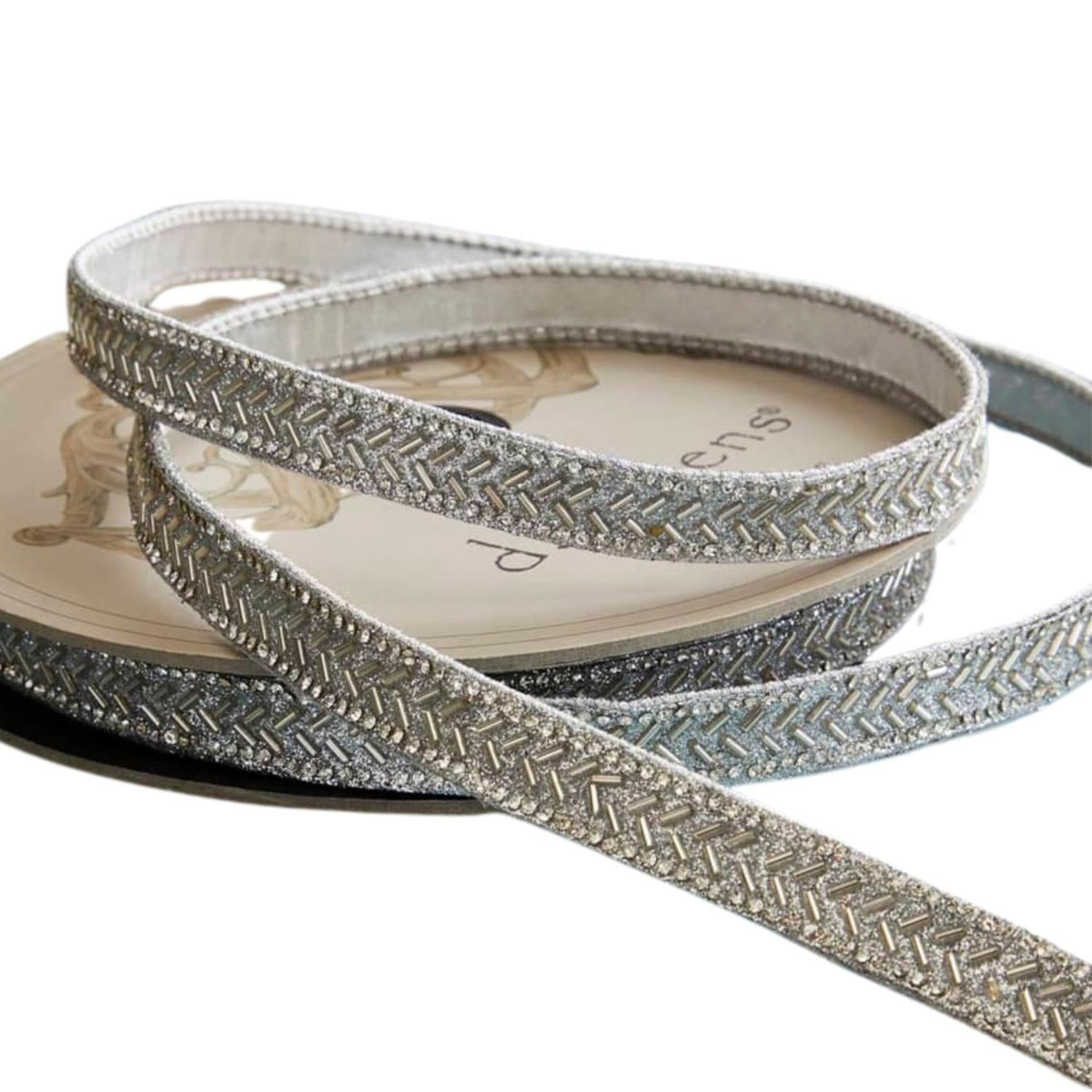 .5" Silver Bead Chevron Ribbon
