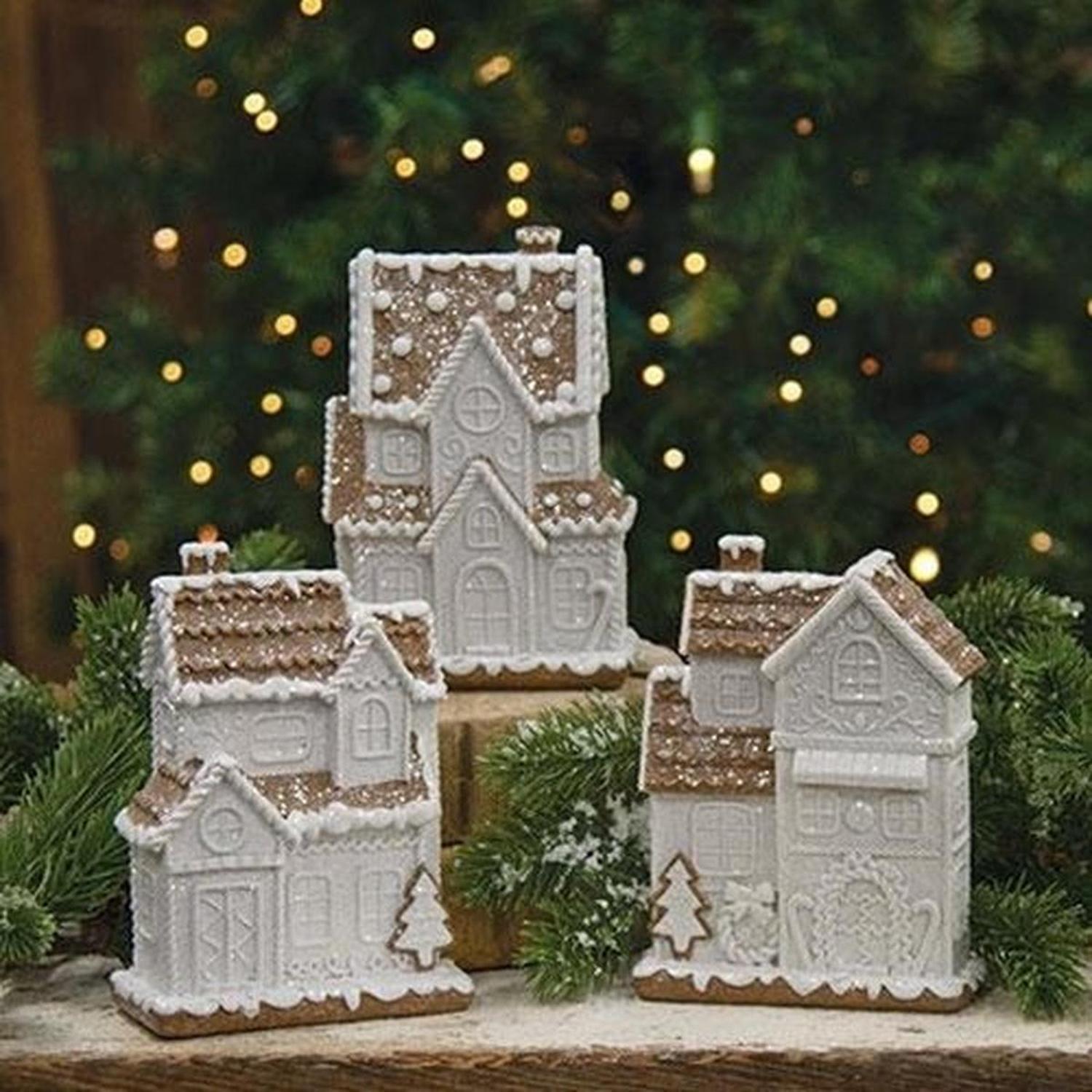 5.5" Glitter Gingerbread Holiday Townhouse