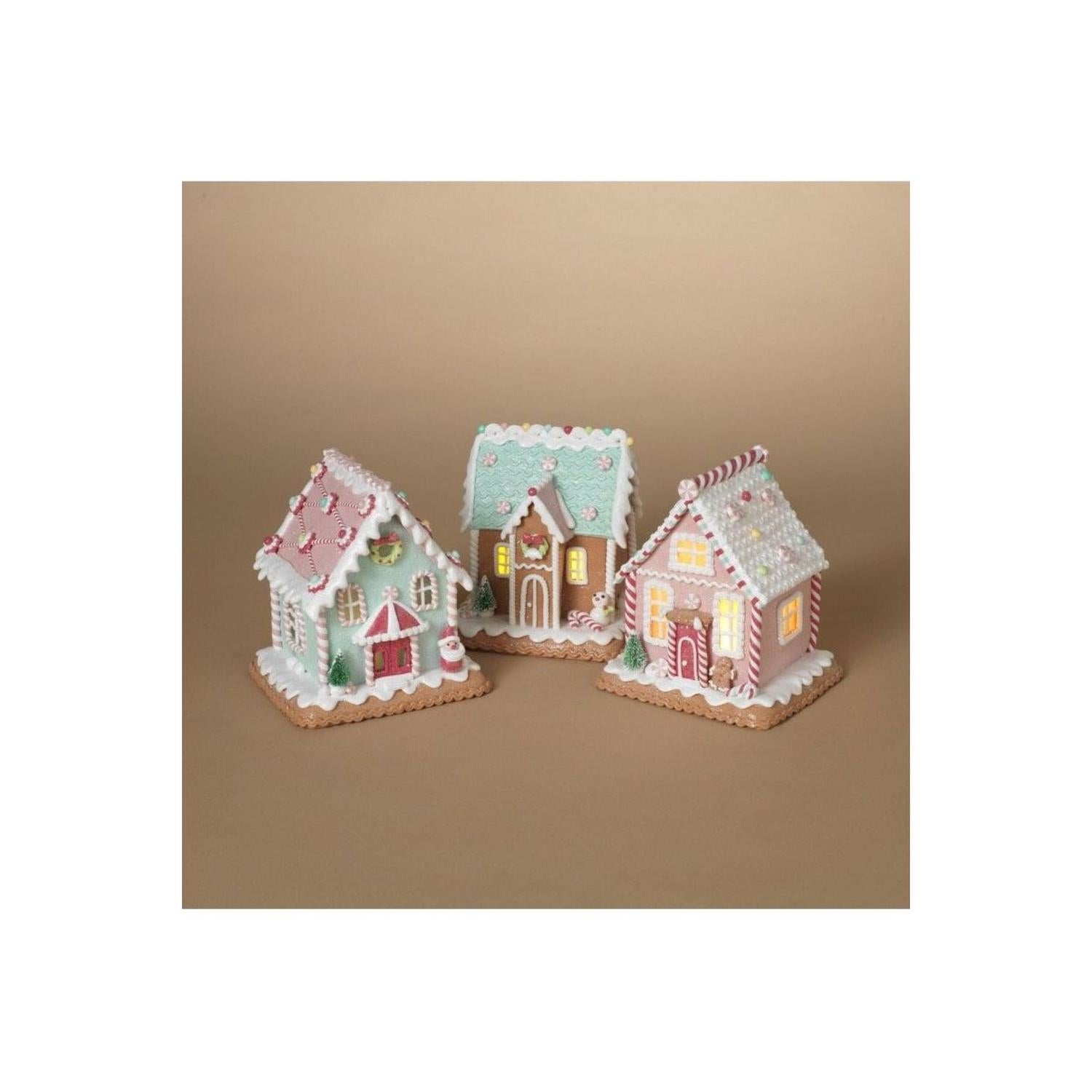 5.8" Lighted Pastel Holiday Gingerbread House