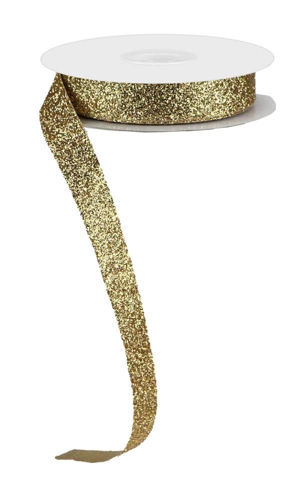 Shop For 5/8in Glitter on Fabric Ribbon: Gold (25 Yards)