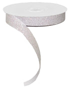 Shop For 5/8in Glitter on Fabric Ribbon: Iridescent White (25 Yards)