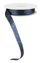 Shop For 5/8in Glitter on Fabric Ribbon: Navy Blue (25 Yards)
