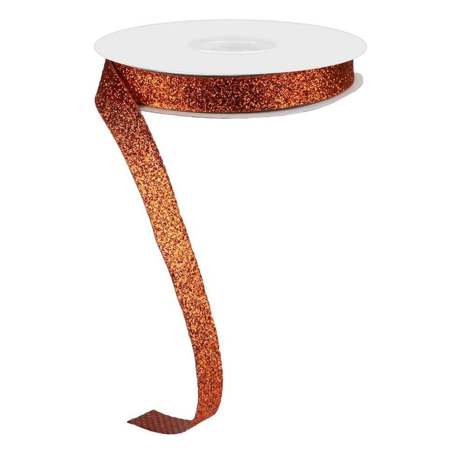 Shop For 5/8in Glitter on Fabric Ribbon: Orange (25 Yards)