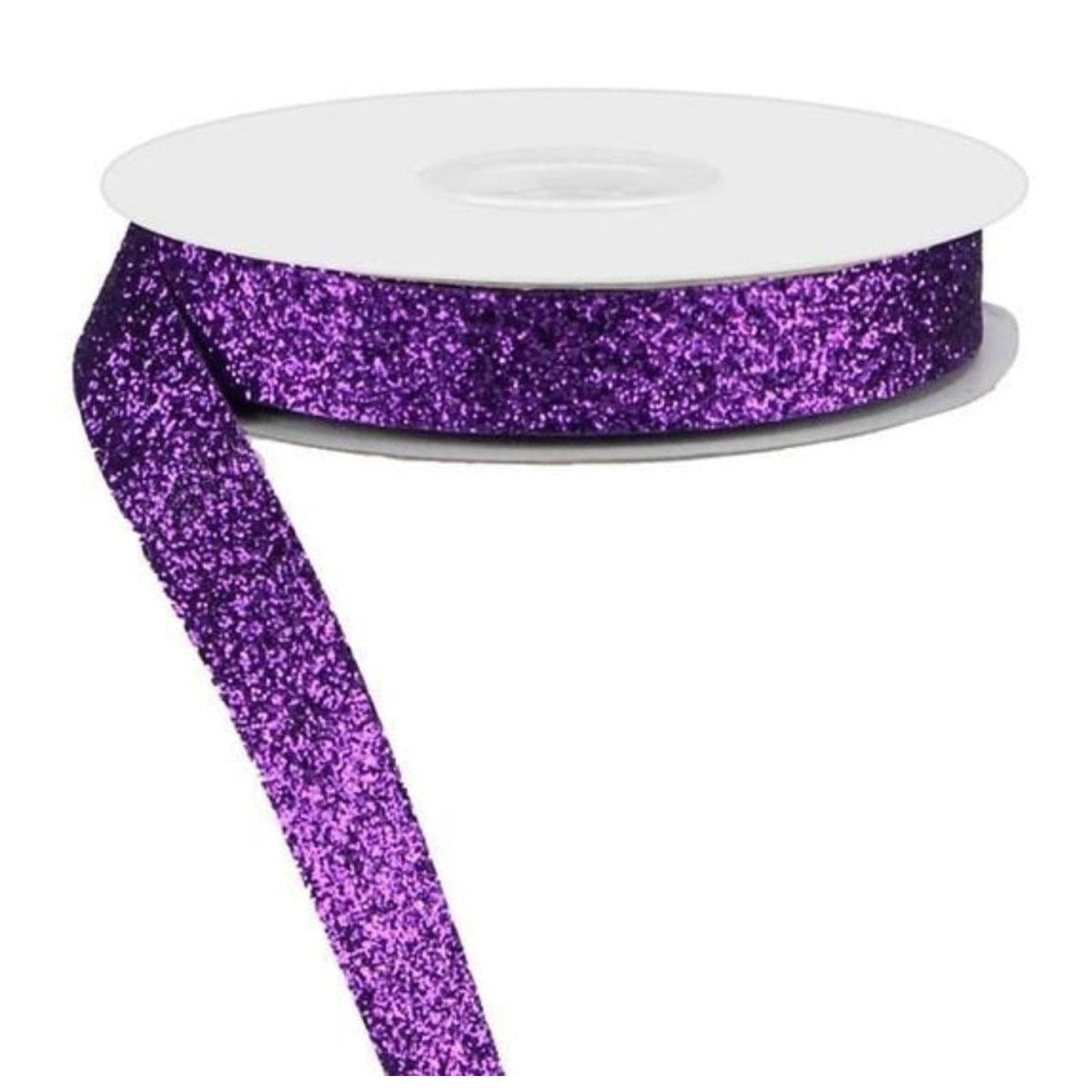Shop For 5/8in Glitter on Fabric Ribbon: Purple (25 Yards)