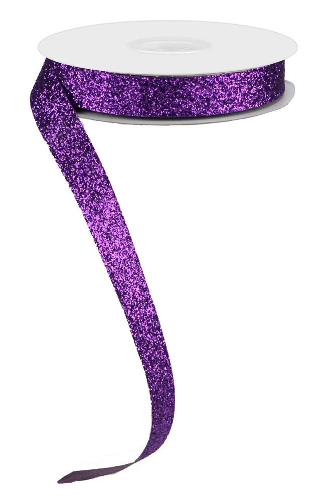 Shop For 5/8in Glitter on Fabric Ribbon: Purple (25 Yards)