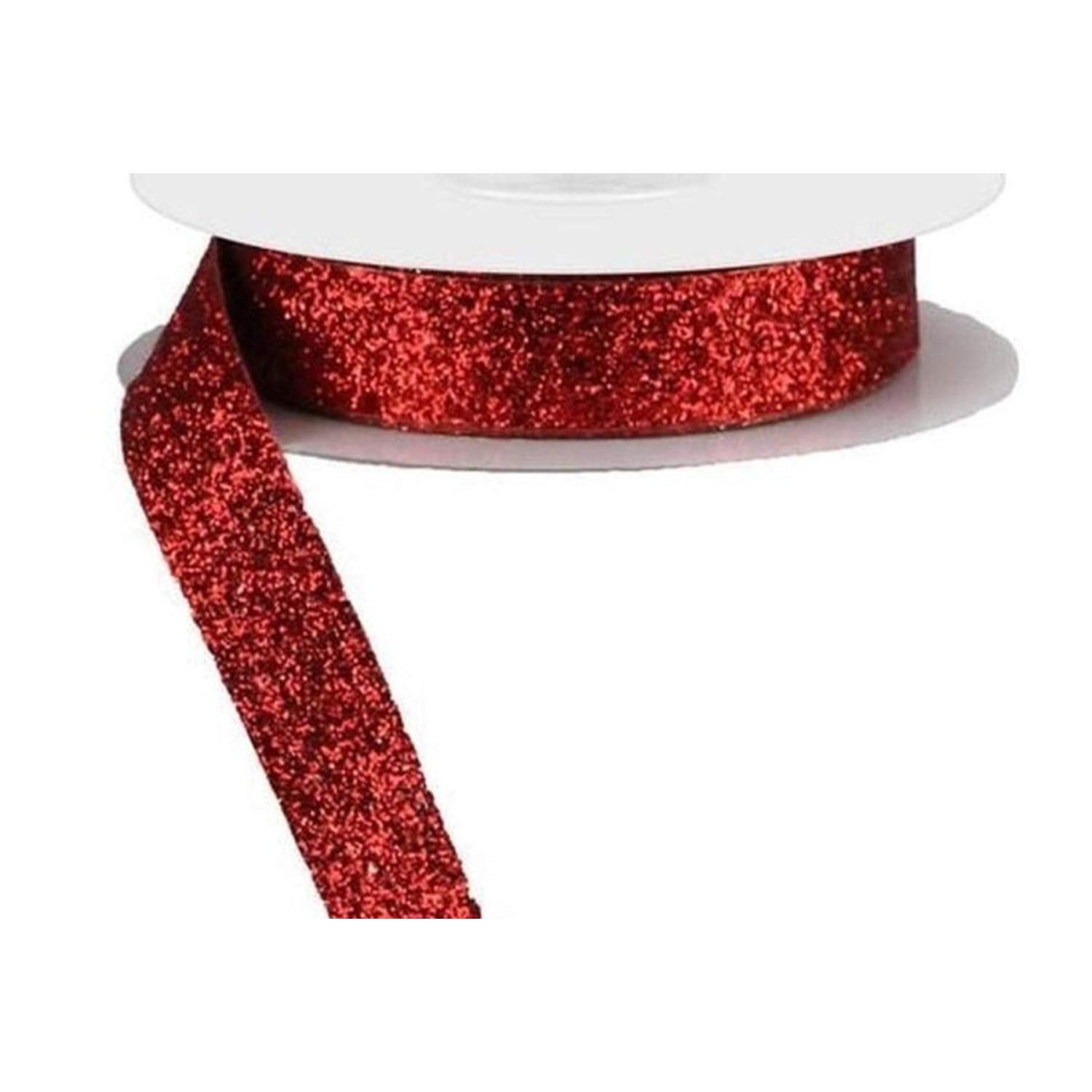 Shop For 5/8in Glitter on Fabric Ribbon: Red (25 Yards)