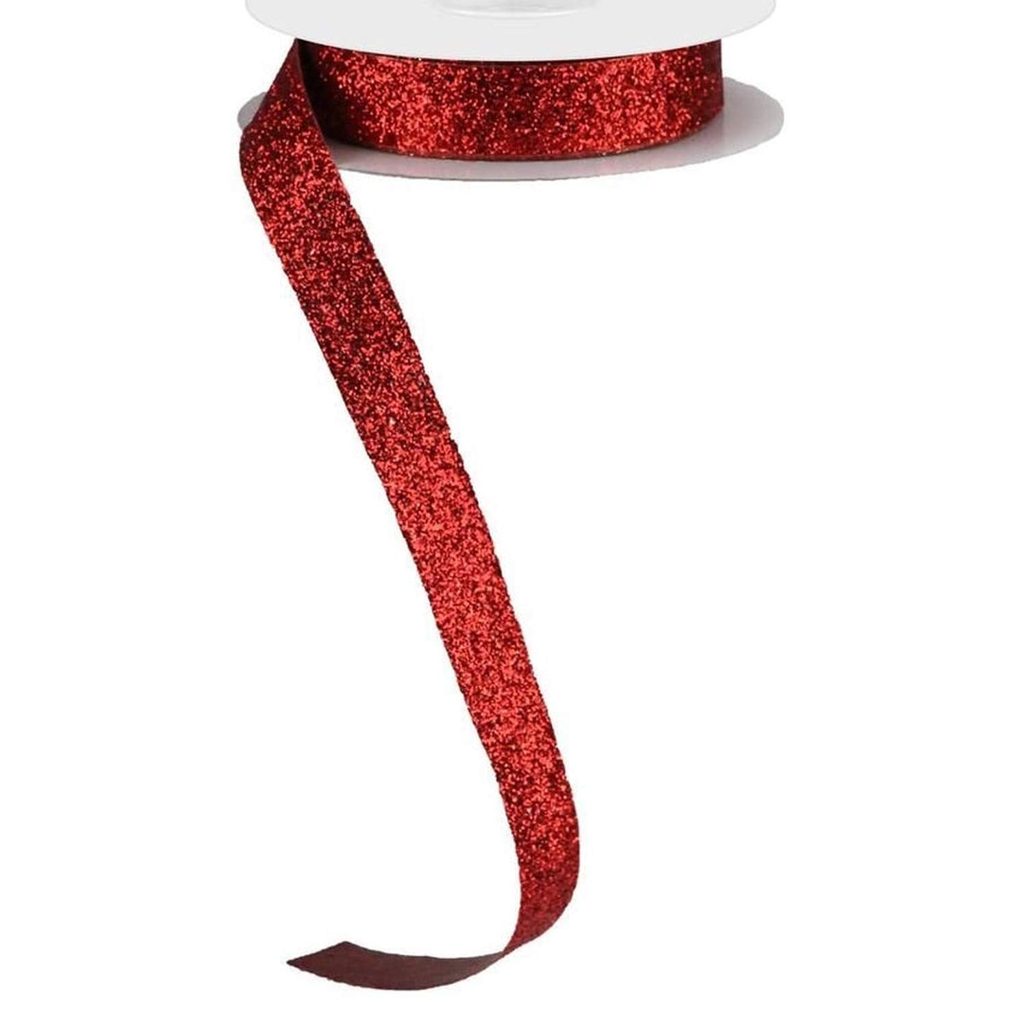 Shop For 5/8in Glitter on Fabric Ribbon: Red (25 Yards)