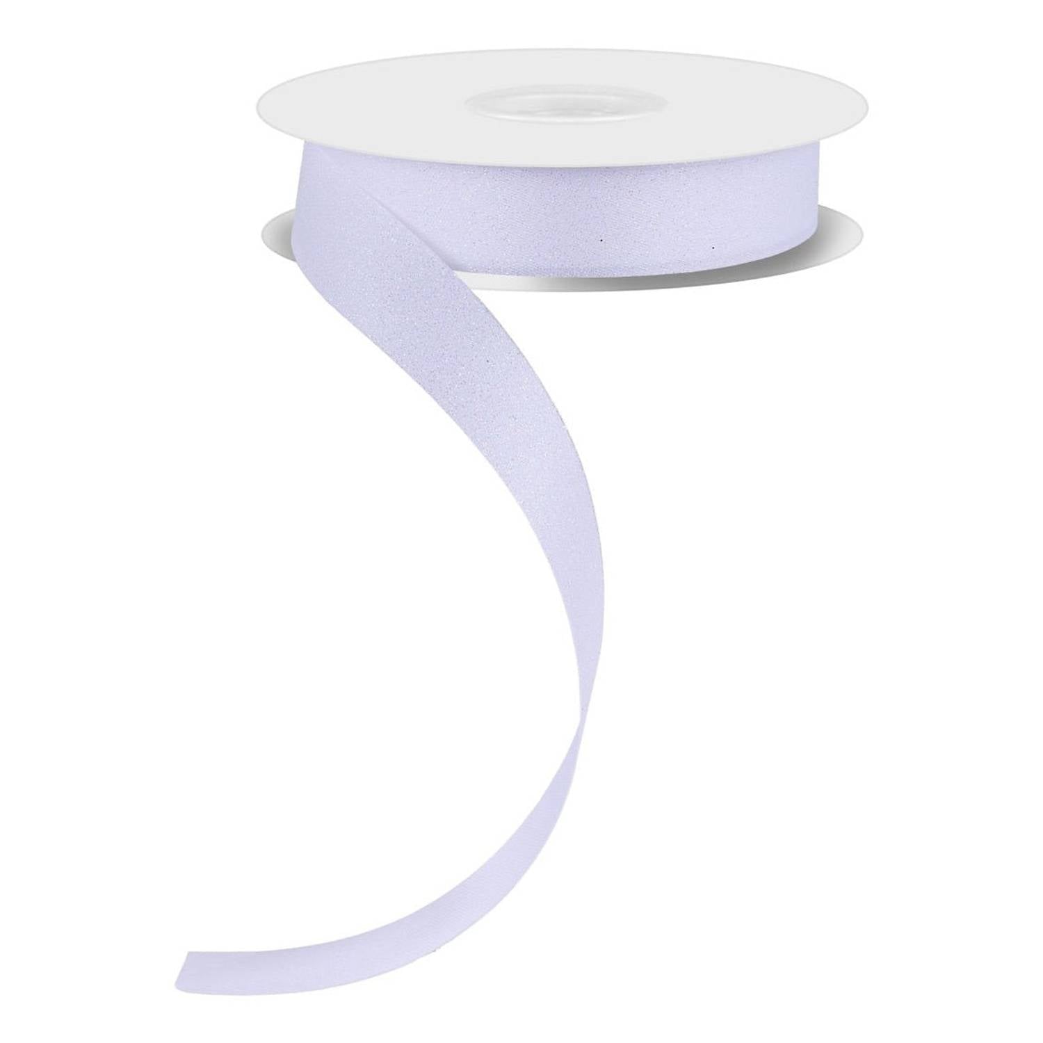 Shop For 5/8in Glitter on Fabric Ribbon: White (25 Yards)