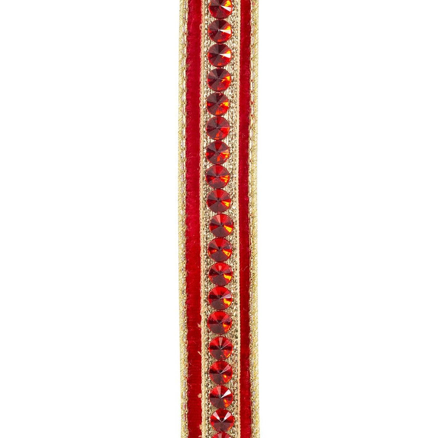 5/8in Metallic Dupioni Jewel Ribbon: Red (5 Yards)