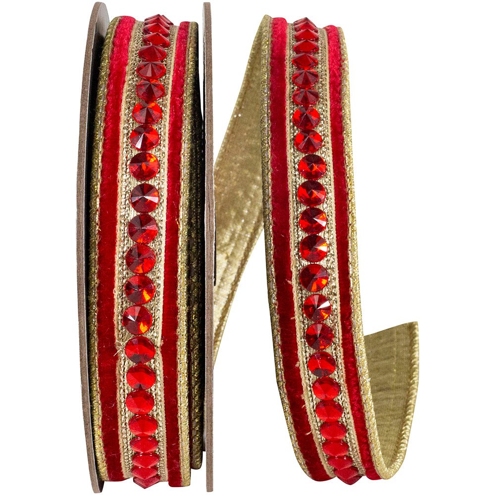 Shop For 5/8in Metallic Dupioni Jewel Ribbon: Red (5 Yards)