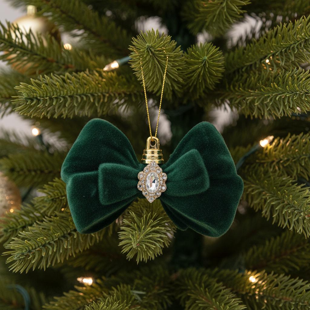 Shop For 5in Flocked Bowtie with Jewel: Green