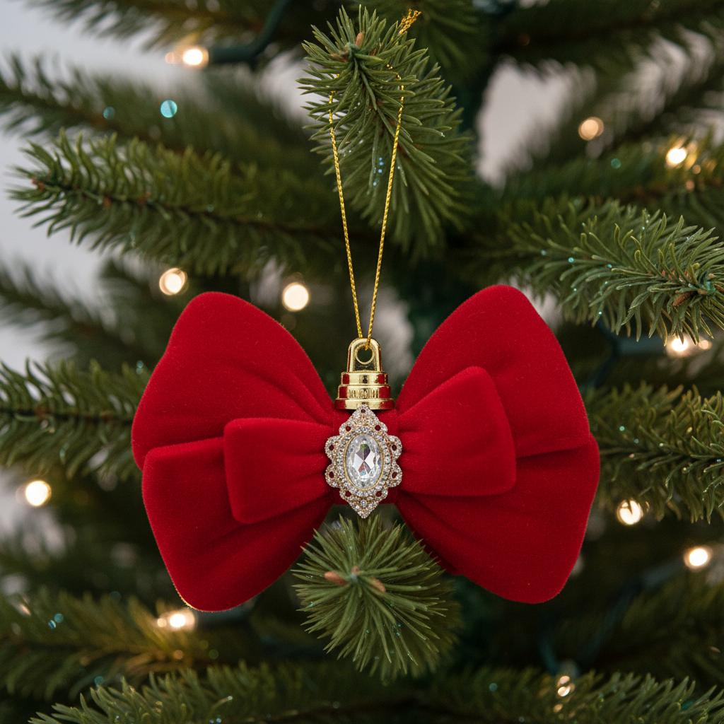 Shop For 5in Flocked Bowtie with Jewel: Red