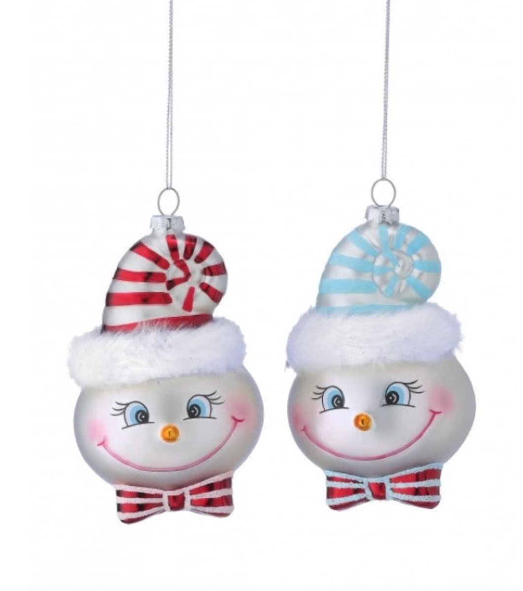 Shop For 5in Glass Silly Peppermint Snowman Ornament (Set of 2)
