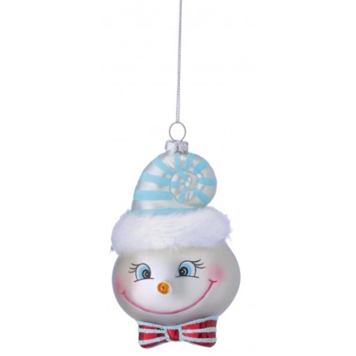 Shop For 5in Glass Silly Peppermint Snowman Ornament (Set of 2)