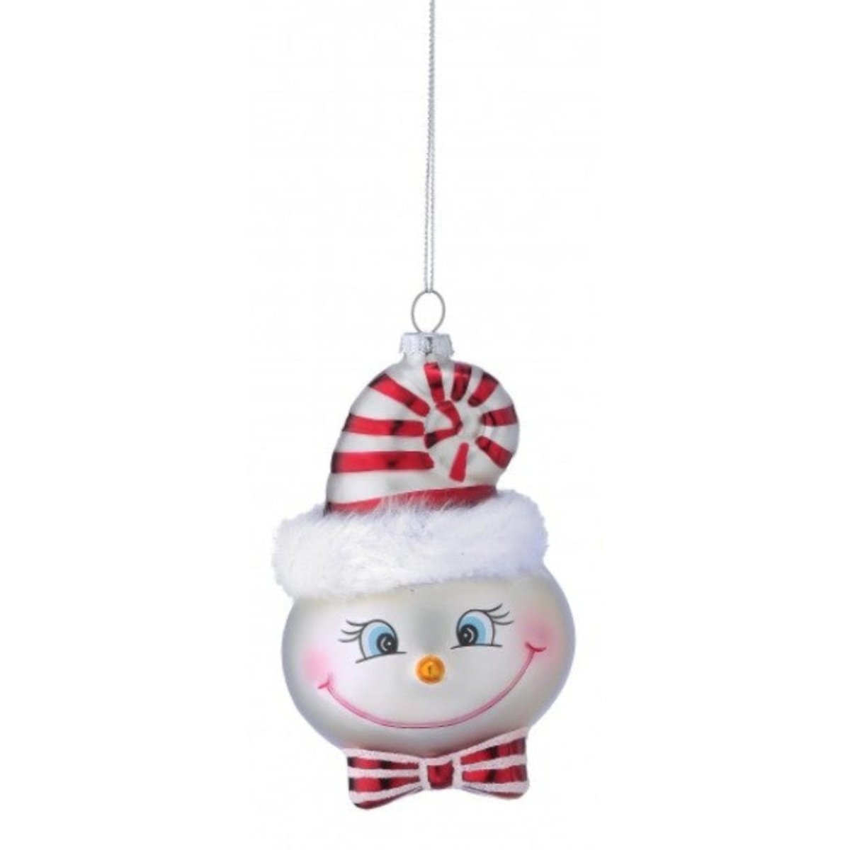 Shop For 5in Glass Silly Peppermint Snowman Ornament (Set of 2)