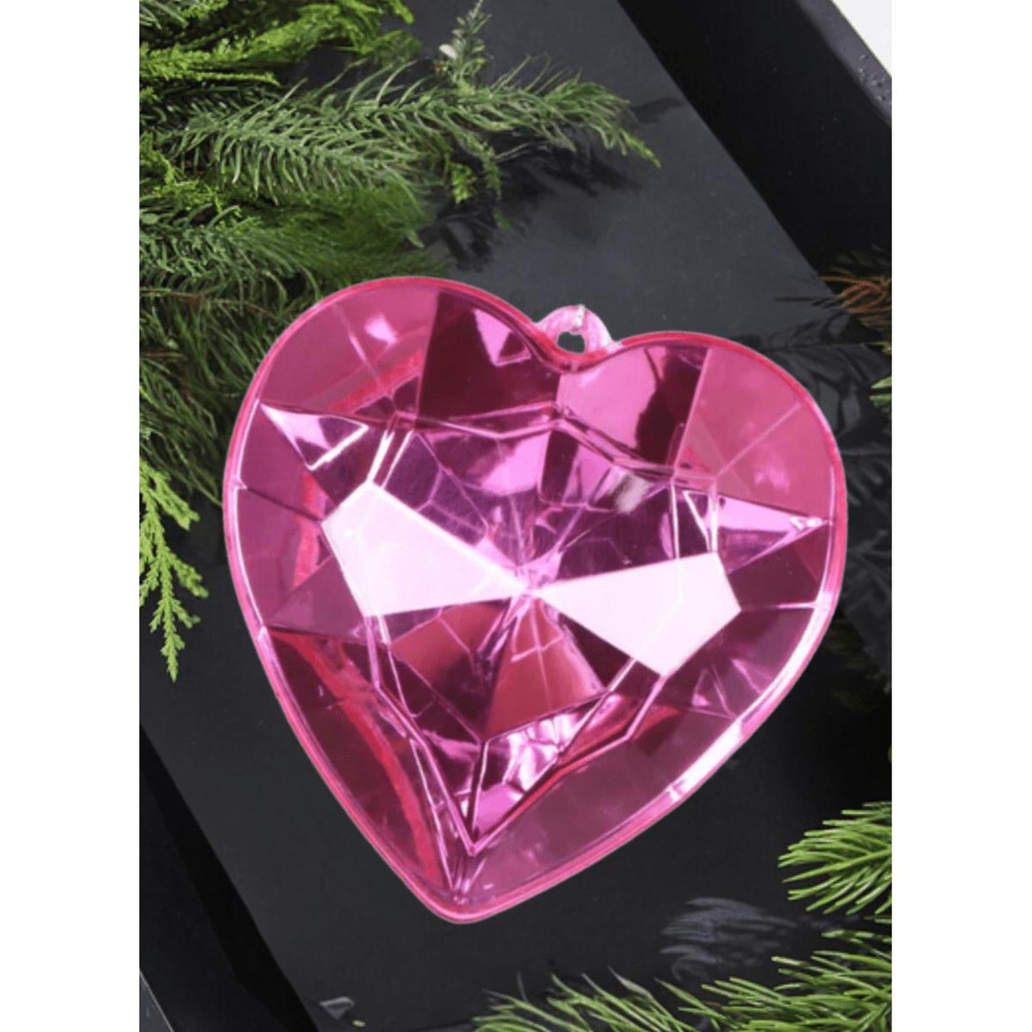 6" Acrylic Heart Jewel Ornament: Bubblegum Pink