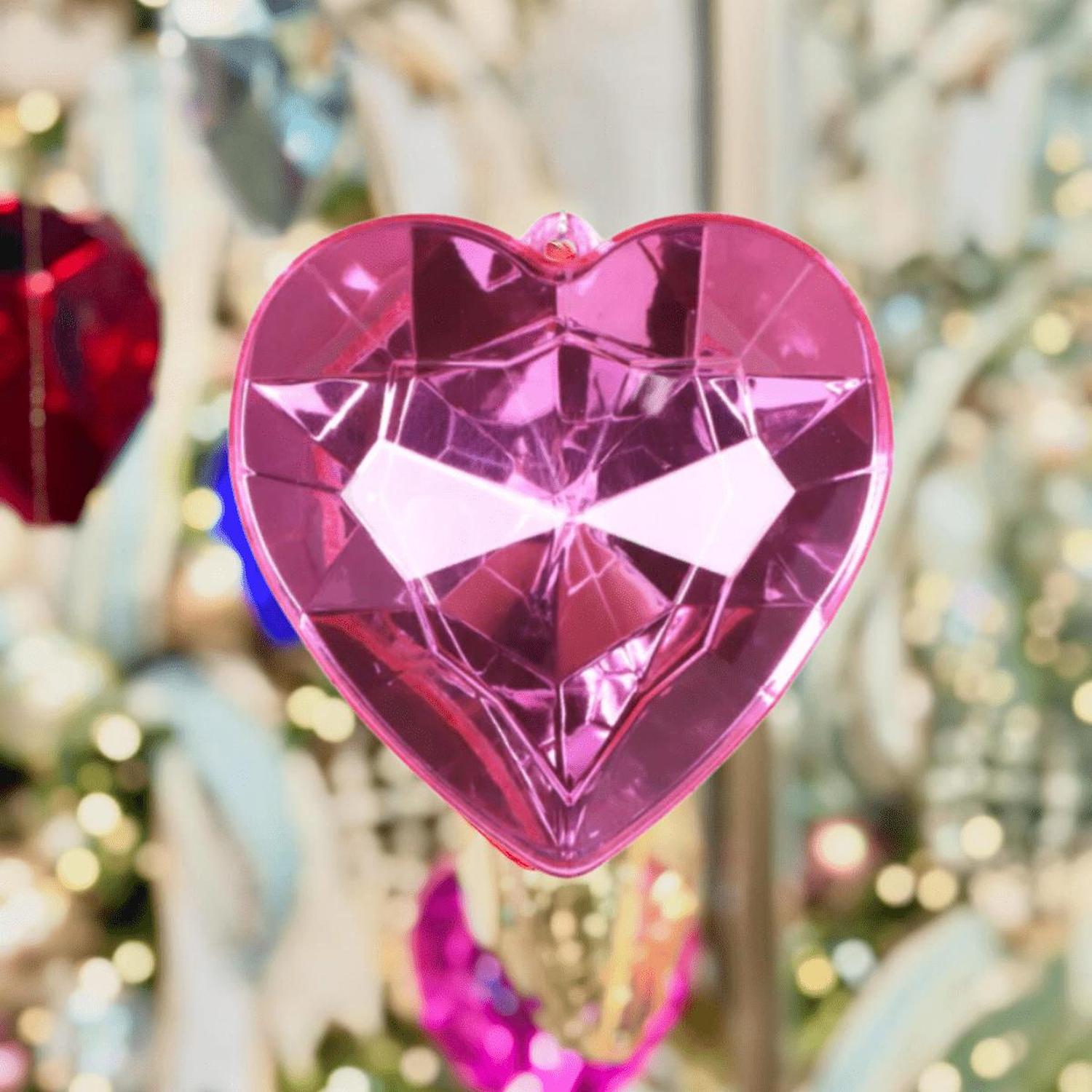6" Acrylic Heart Jewel Ornament: Bubblegum Pink