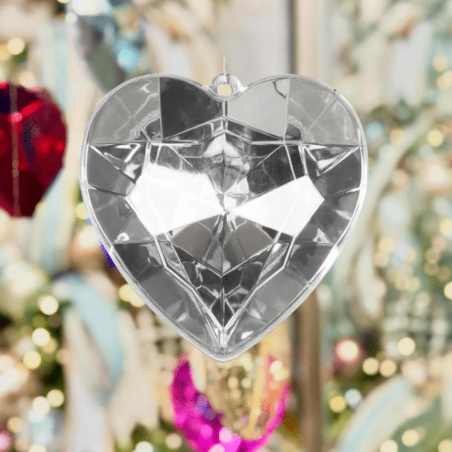 6" Acrylic Heart Jewel Ornament: Crystal