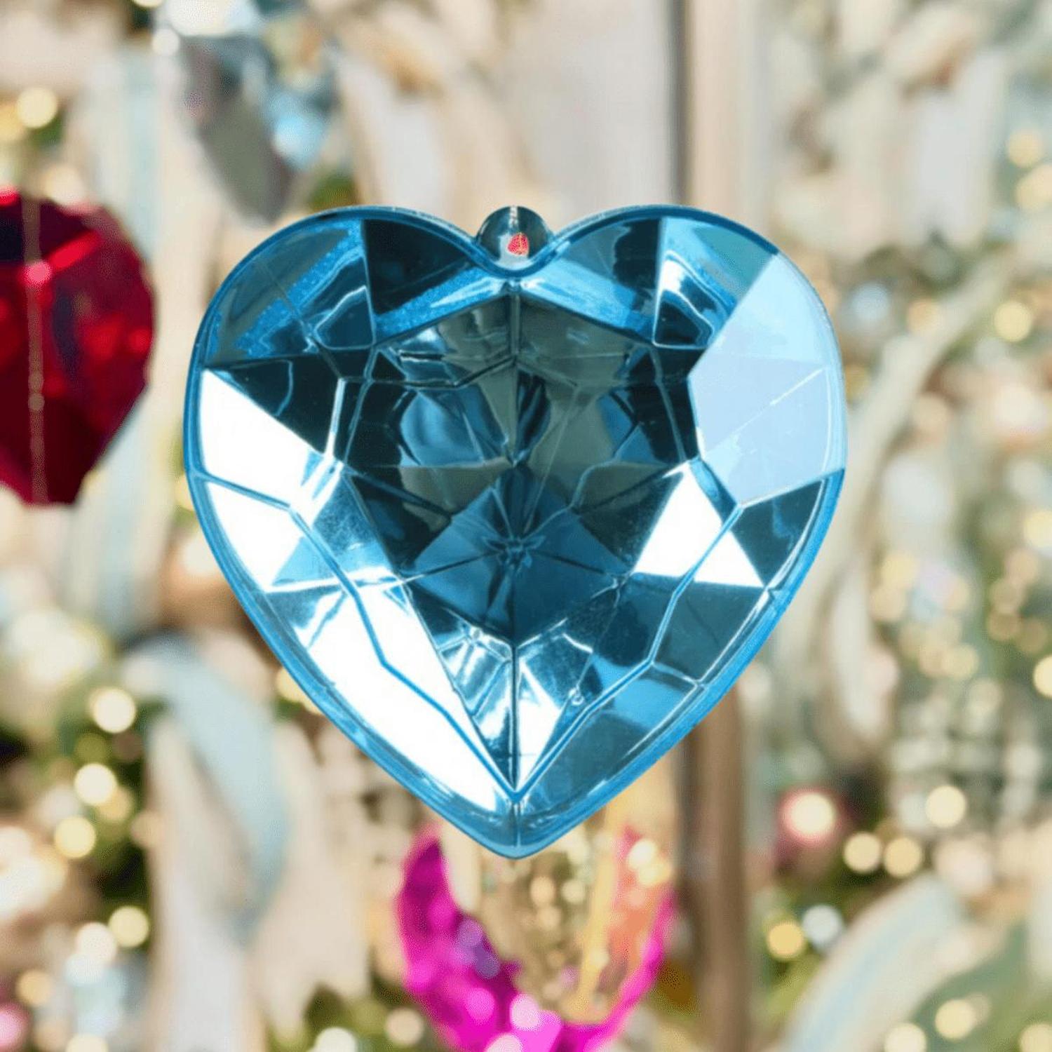 6" Acrylic Heart Jewel Ornament: Light Blue