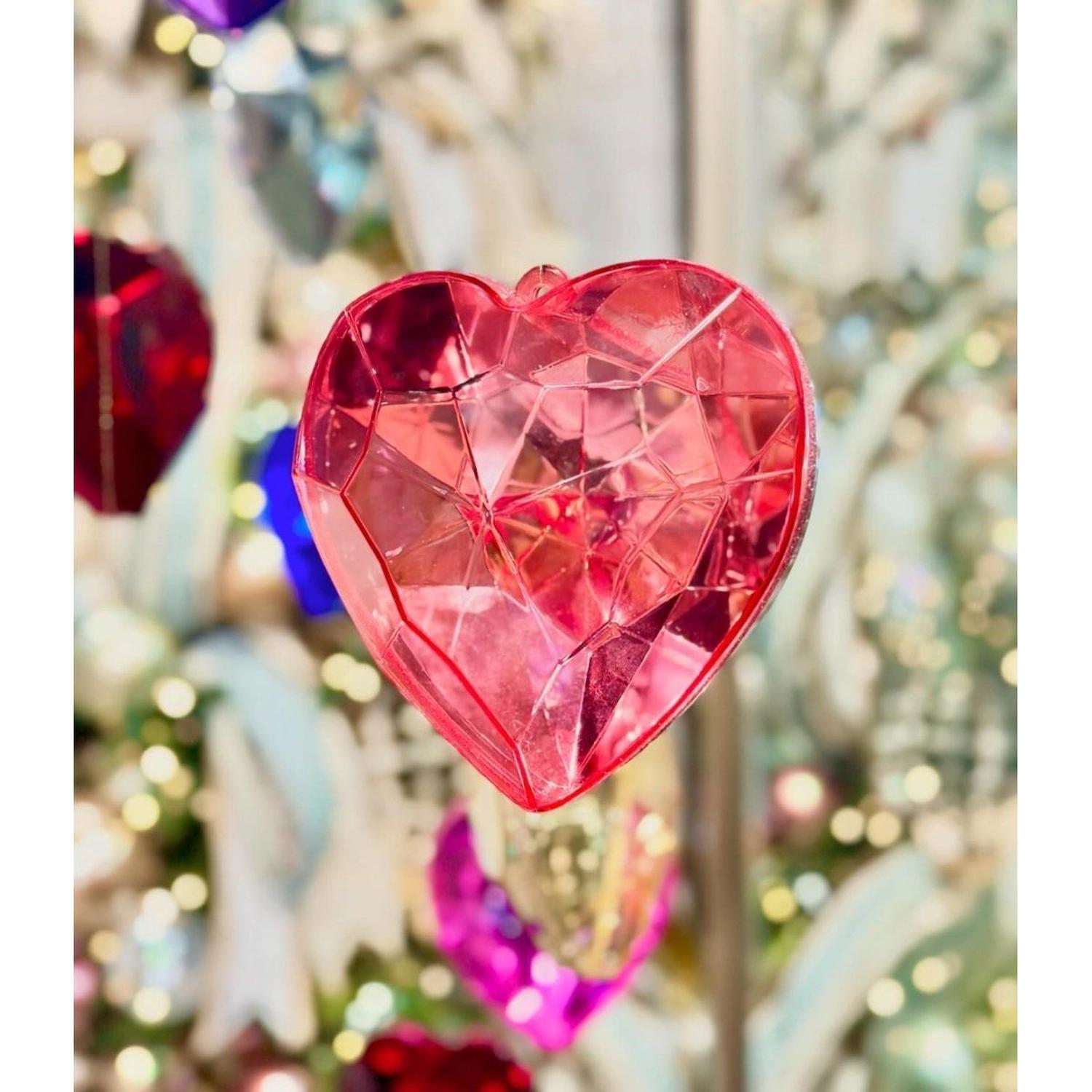 6" Acrylic Heart Jewel Ornament: Light Pink