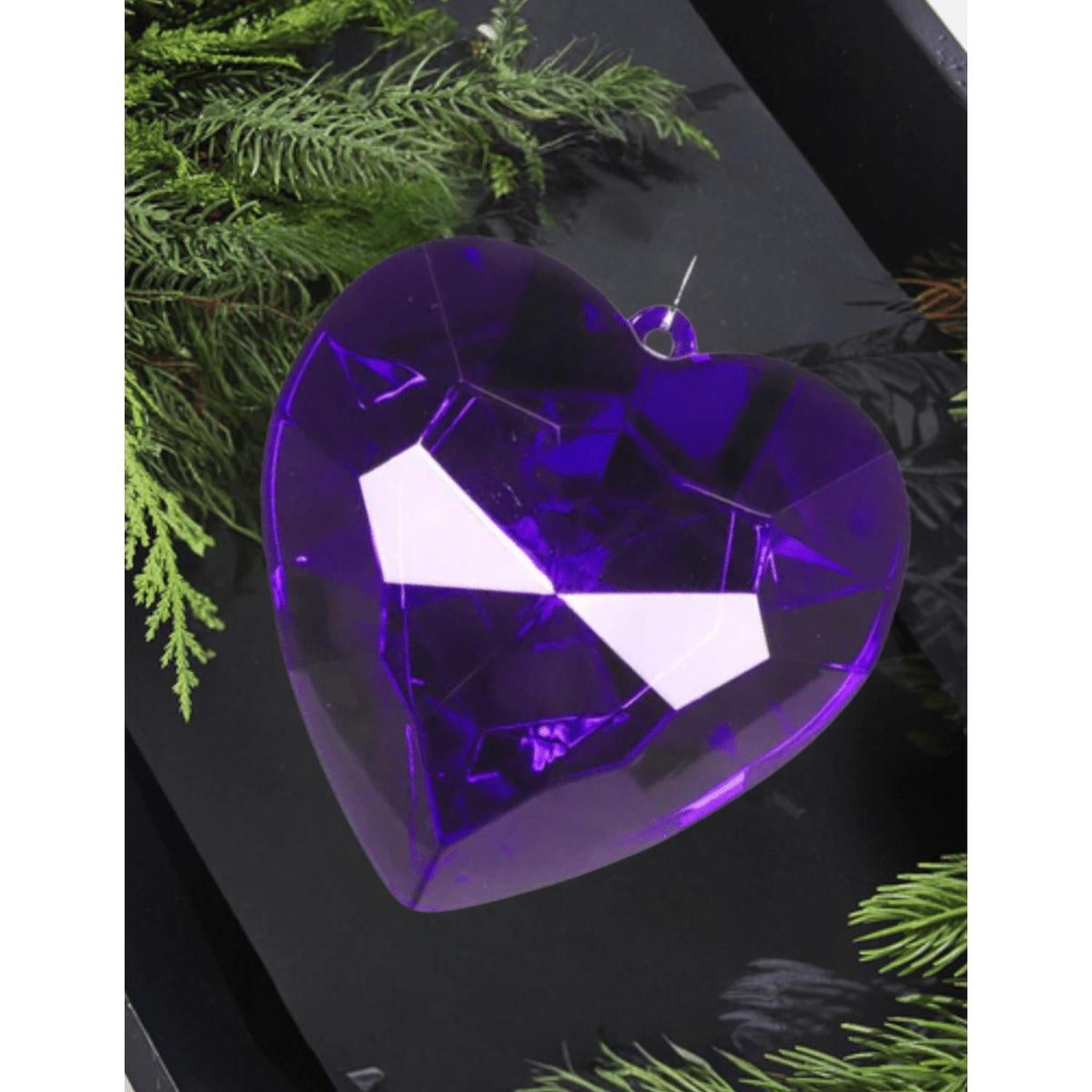 6" Acrylic Heart Jewel Ornament: Purple