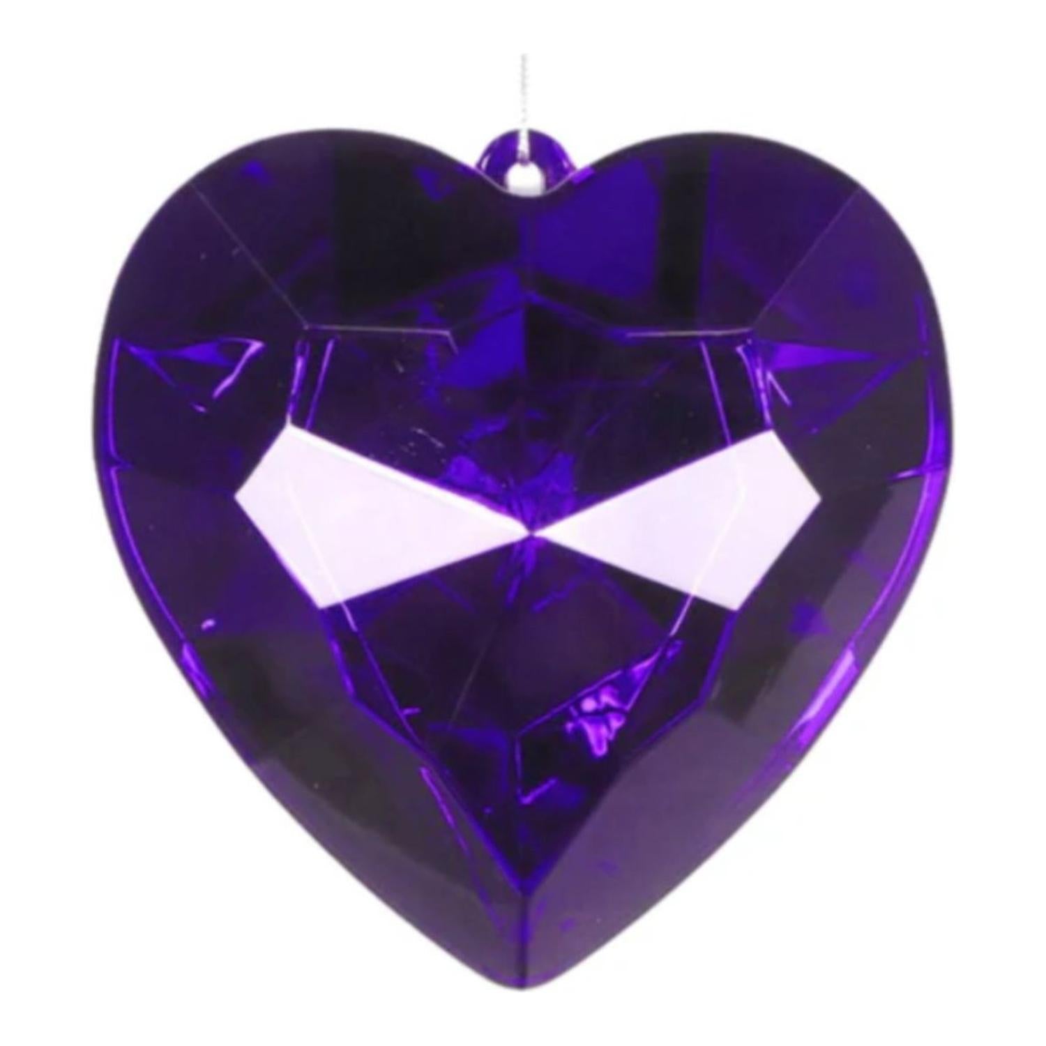 6" Acrylic Heart Jewel Ornament: Purple