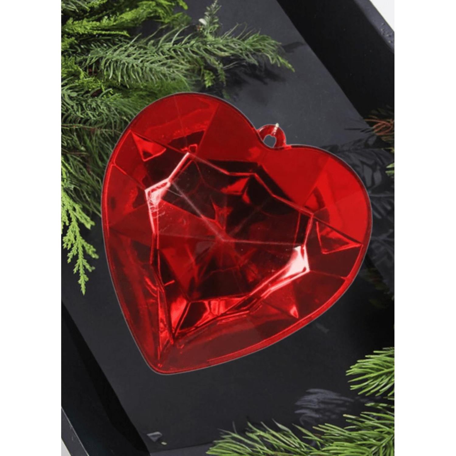 6" Acrylic Heart Jewel Ornament: Red