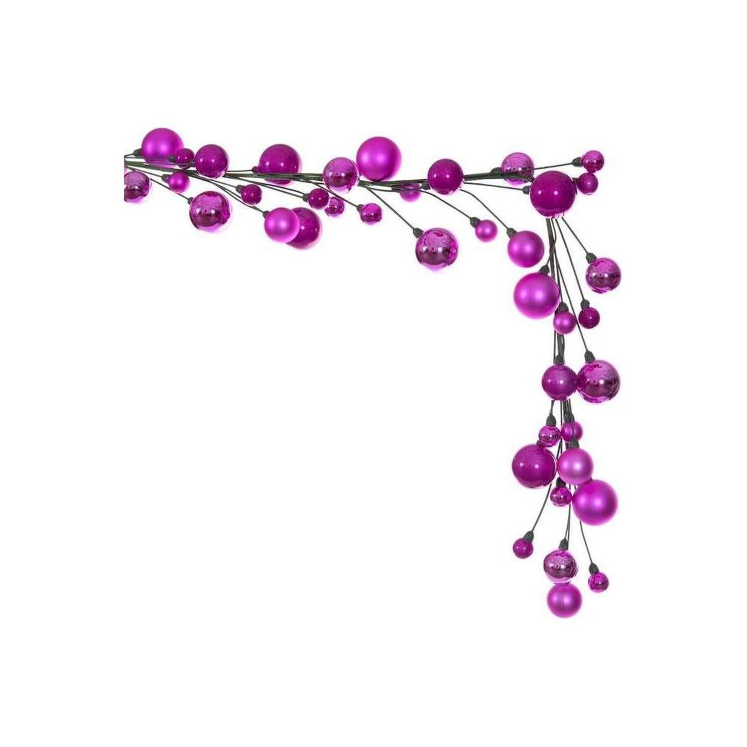 6' Ball Branch Garland: Hot Pink