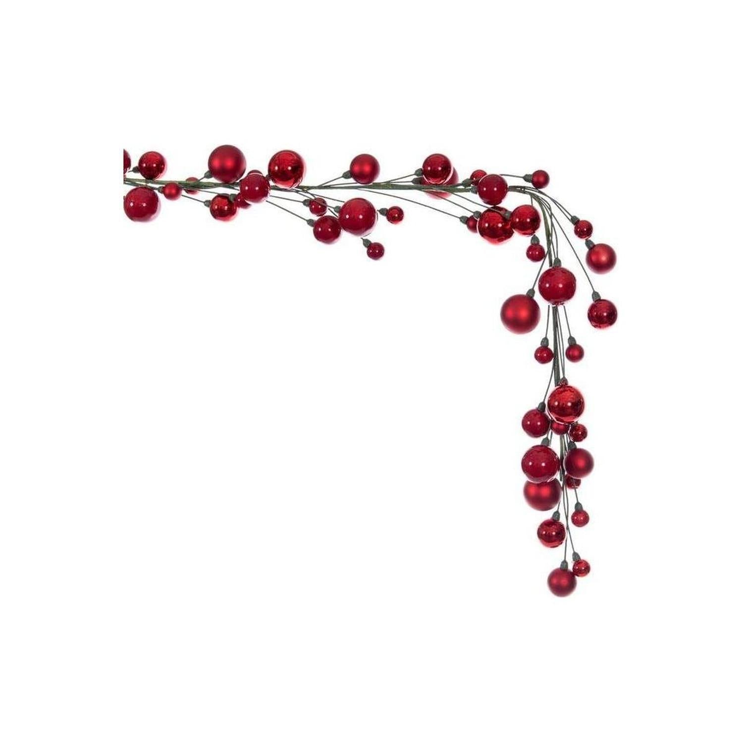 6' Ball Branch Garland: Red