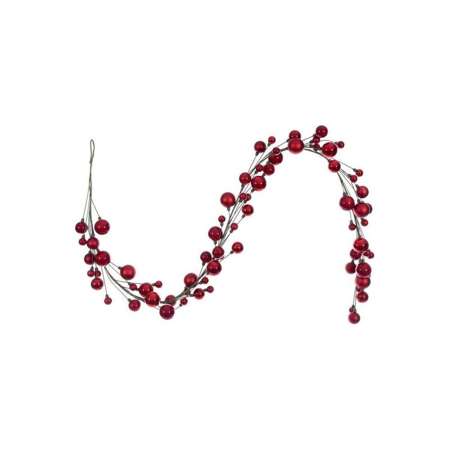 6' Ball Branch Garland: Red