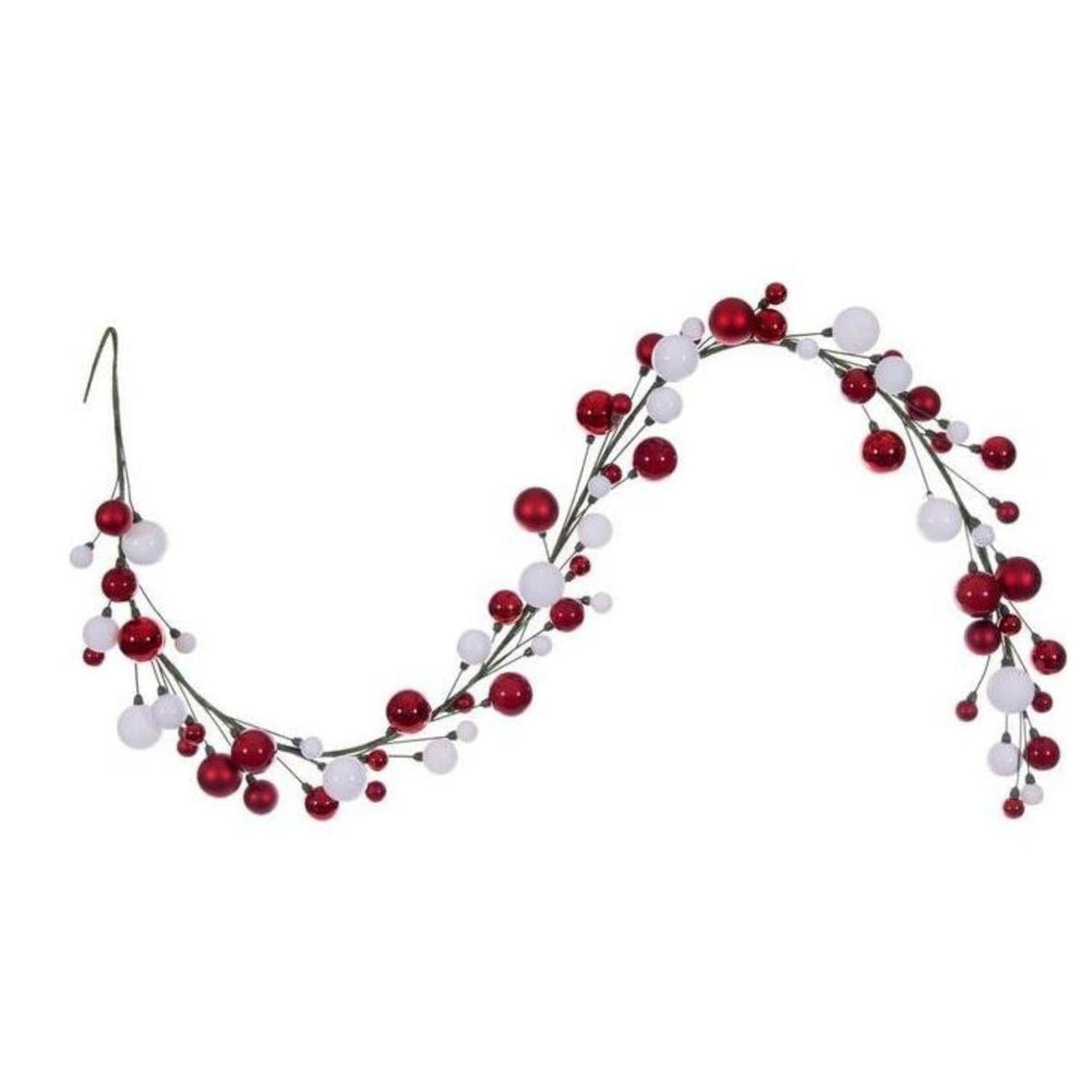 6' Ball Branch Garland: Red and White
