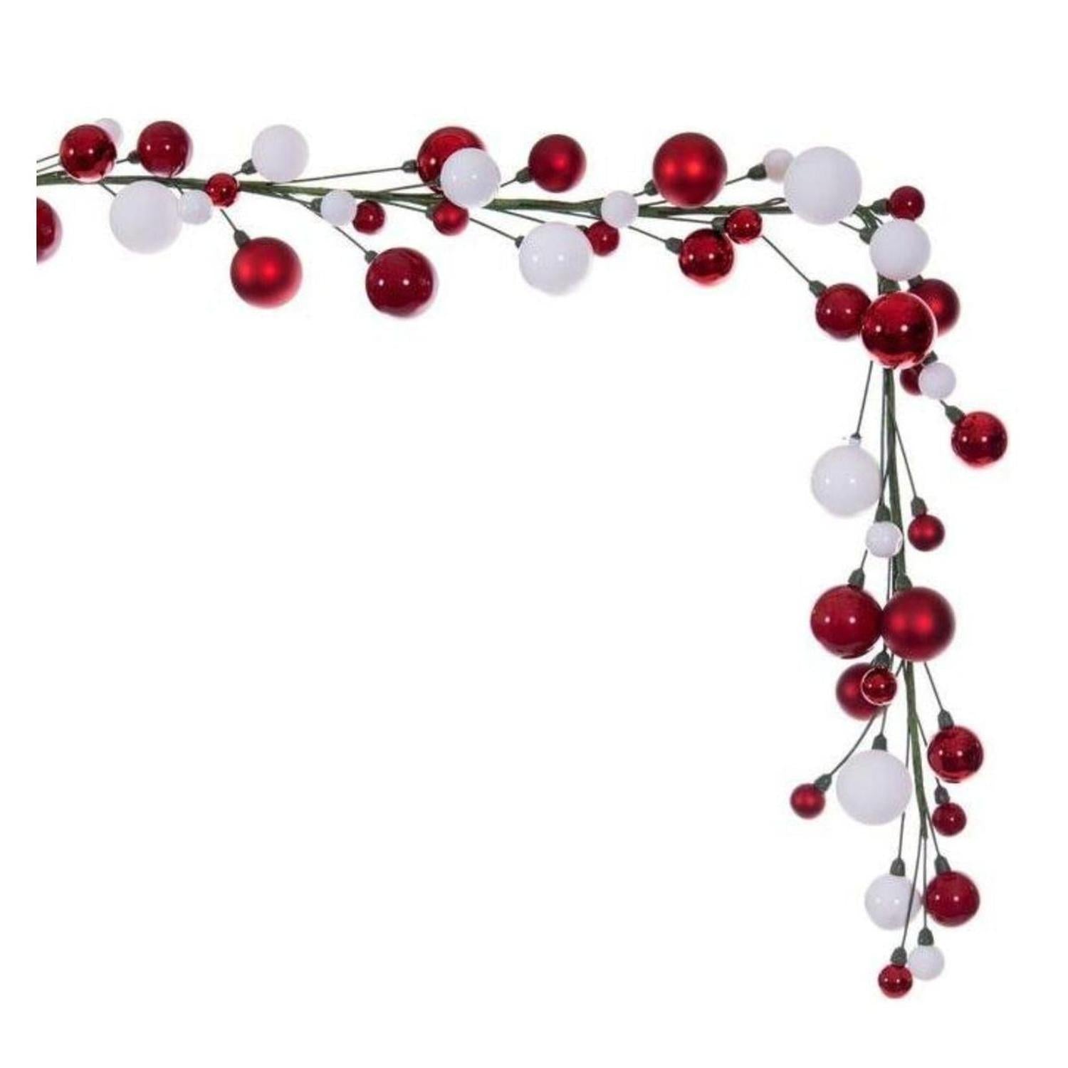 6' Ball Branch Garland: Red and White